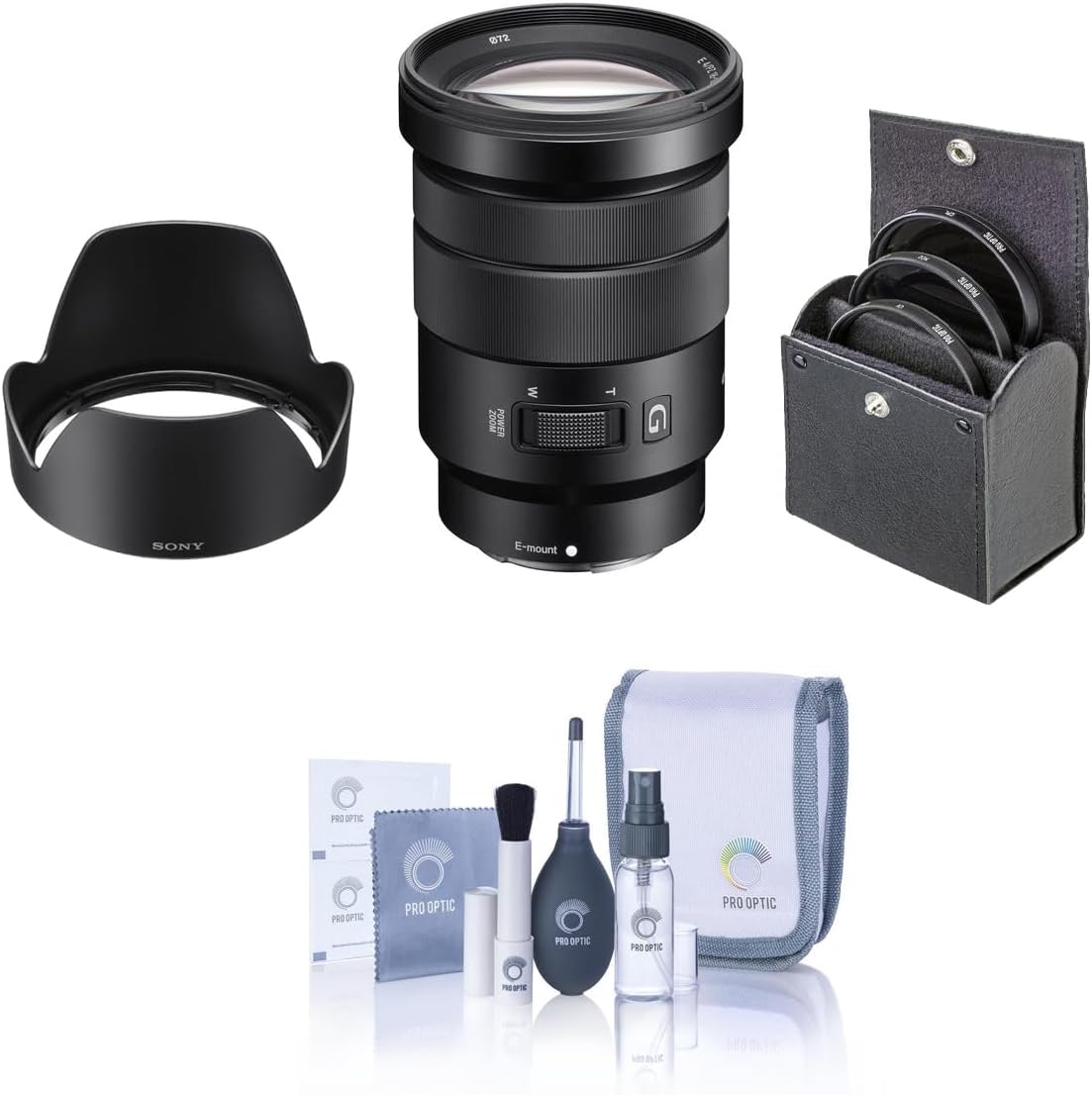 Sony E PZ 18-105mm f/4.0 G OSS Lens for Sony E, Bundle with ProOptic 72mm Digital Essentials Filter Kit, Cleaning Kit