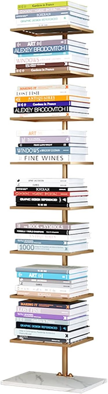 Metal Spine Bookshelf Tower, Modern Open Vertical Bookcase, Invisible Floating Storage Rack, Narrow Floor Standing Organizer, Display Shelf for Small Space(Gold,150cm/59in)
