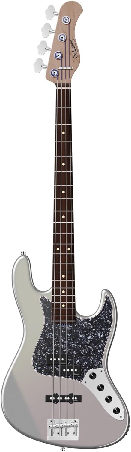 Sadowsky MetroExpress Hybrid P/J Bass Guitar- Solid Silver Metallic, Morado Fingerboard