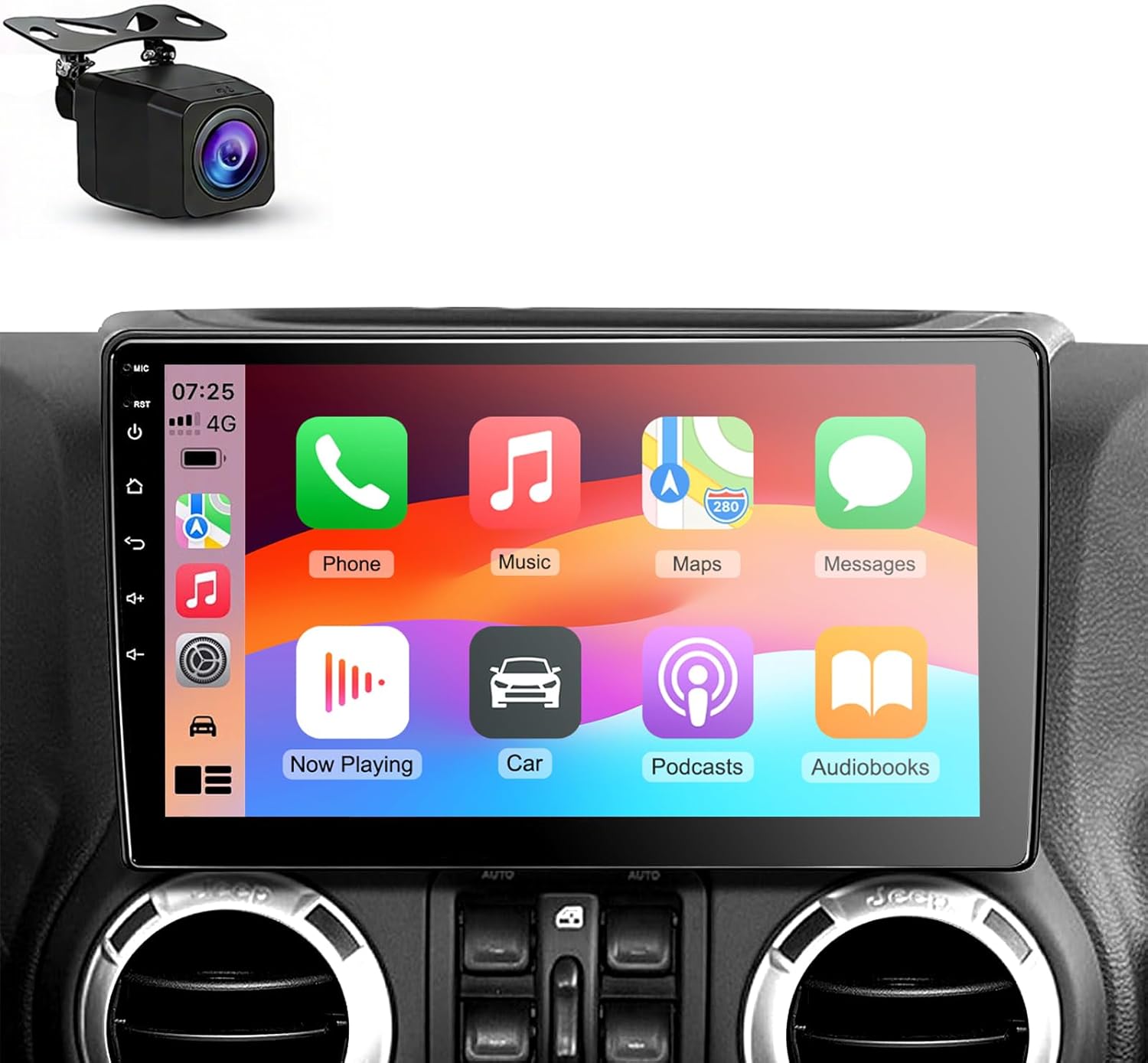 Car Stereo Radio for Jeep Wrangler JK, Compass, Grand Cherokee, Dodge Ram 1500 2500 3500, 10 Inch IPS Android 14, 2GB+64GB, Wireless CarPlay & Android Auto, GPS, Bluetooth, WiFi, AM/FM, Backup Camera