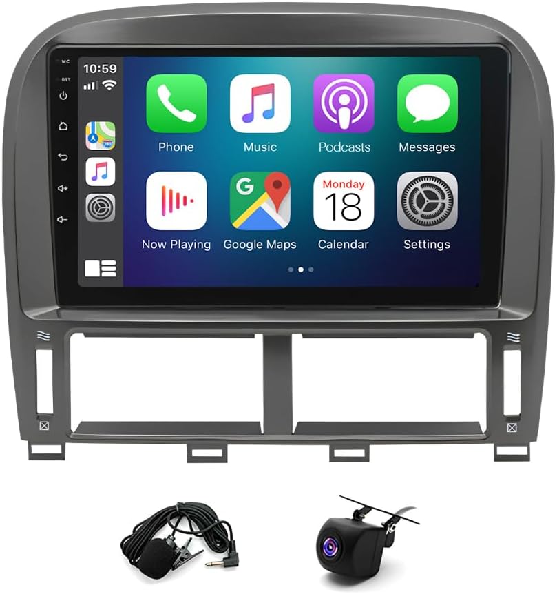 Car Stereo 2-Din Digital Media Receiver for Lexus LS430 2001-2006, Car Audio Receivers with CarPlay Android Auto 9 Inch BT, FM Radio with AHD Backup Camera GPS Units 2+64G Radio 485