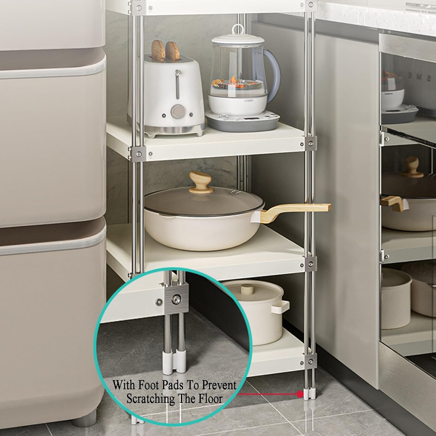 4/5/6/7 Tier Storage Rack, Adjustable Storage Rack, Corner Stainless Steel Rack for Entryway, Living Room, Narrow Space, Pantry, Bathroom(Black,35 X 35 X 120cm) (Black 35 X 35 X 140cm)