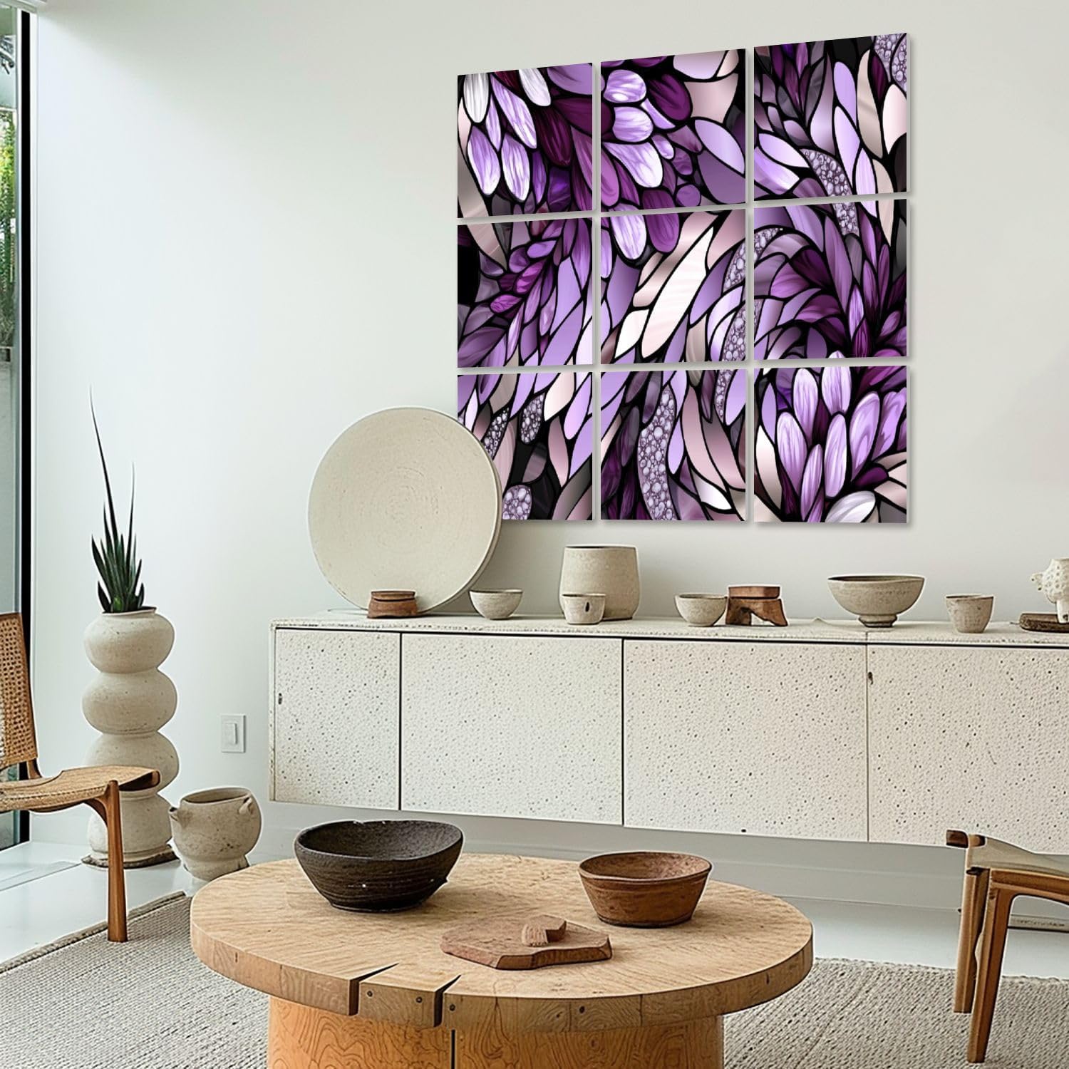 Art Acoustic Panels Self Adhesive Enchanting Stained Glass Nature Inspired Whimsy 9 Packs Decorative Soundproof Wall Panels Large Sound Absorbing Panels for Home Office 60