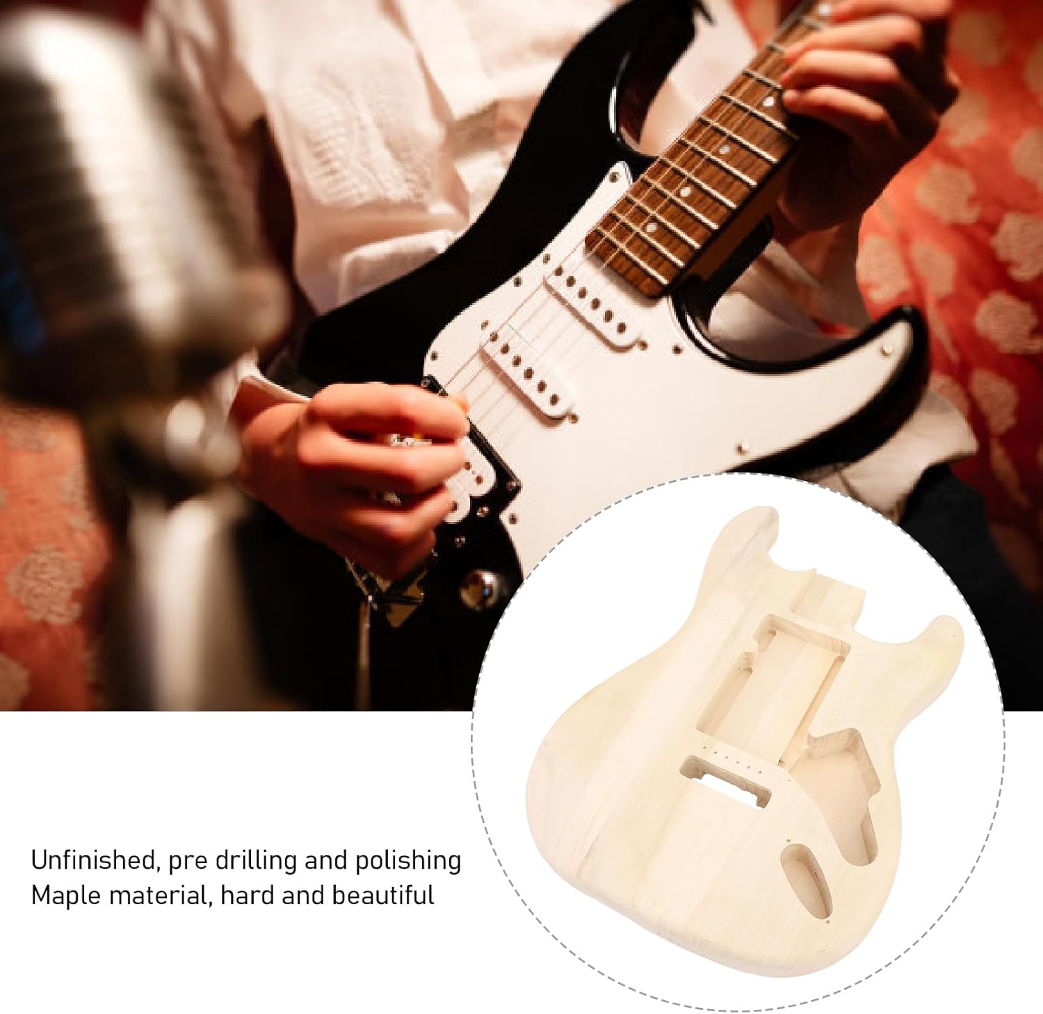 LiebeWH Electric Guitar Body Maple Wood Bass Guitar Body Unfinished Replacement DIY Accessory for Maker