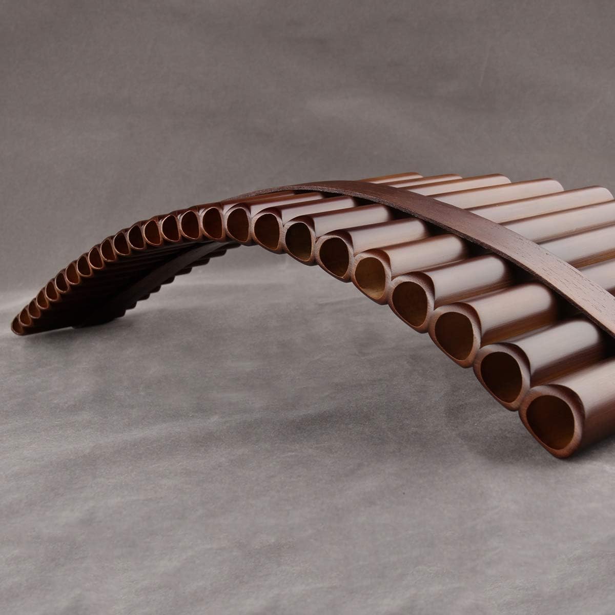 22/25 Pipes G Key Professional Pan Flute Chinese Traditional Musical Instrument Pan Pipes Easy to Learn with Exquisite Brown Pan Pipes Flute and Black Leather Bag (25-Right Hand)