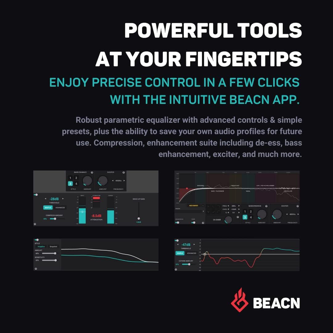 BEACN Dark Dynamic USB Mic for PC - Professional Microphone for Podcast, Gaming, Streaming - Studio-Quality Desk Mic for YouTube, Twitch, and Recording. Microphone for PC, Gaming & Streaming