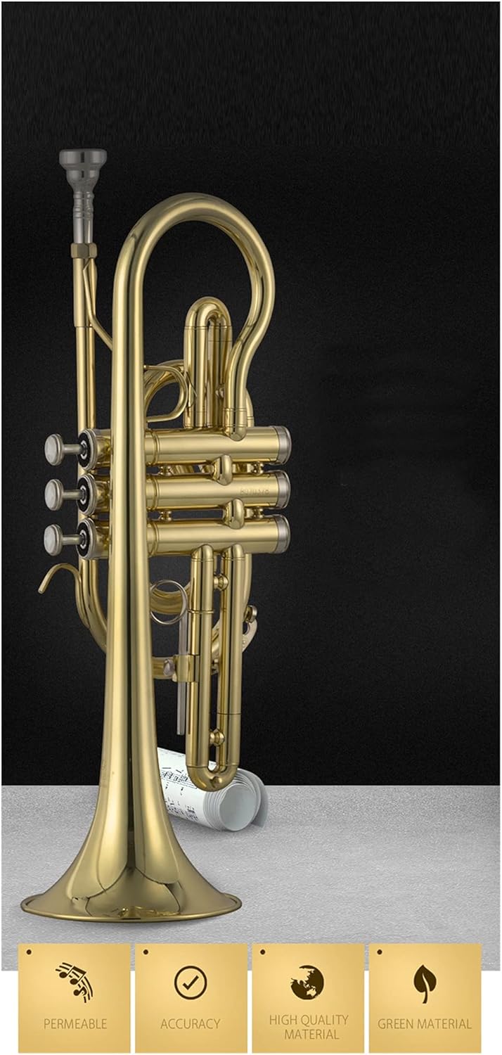 Student Trumpet Trumpet Cornet Musical Instrument Professional Brass Tube Body B-Flat Lacquered Gold Cornet