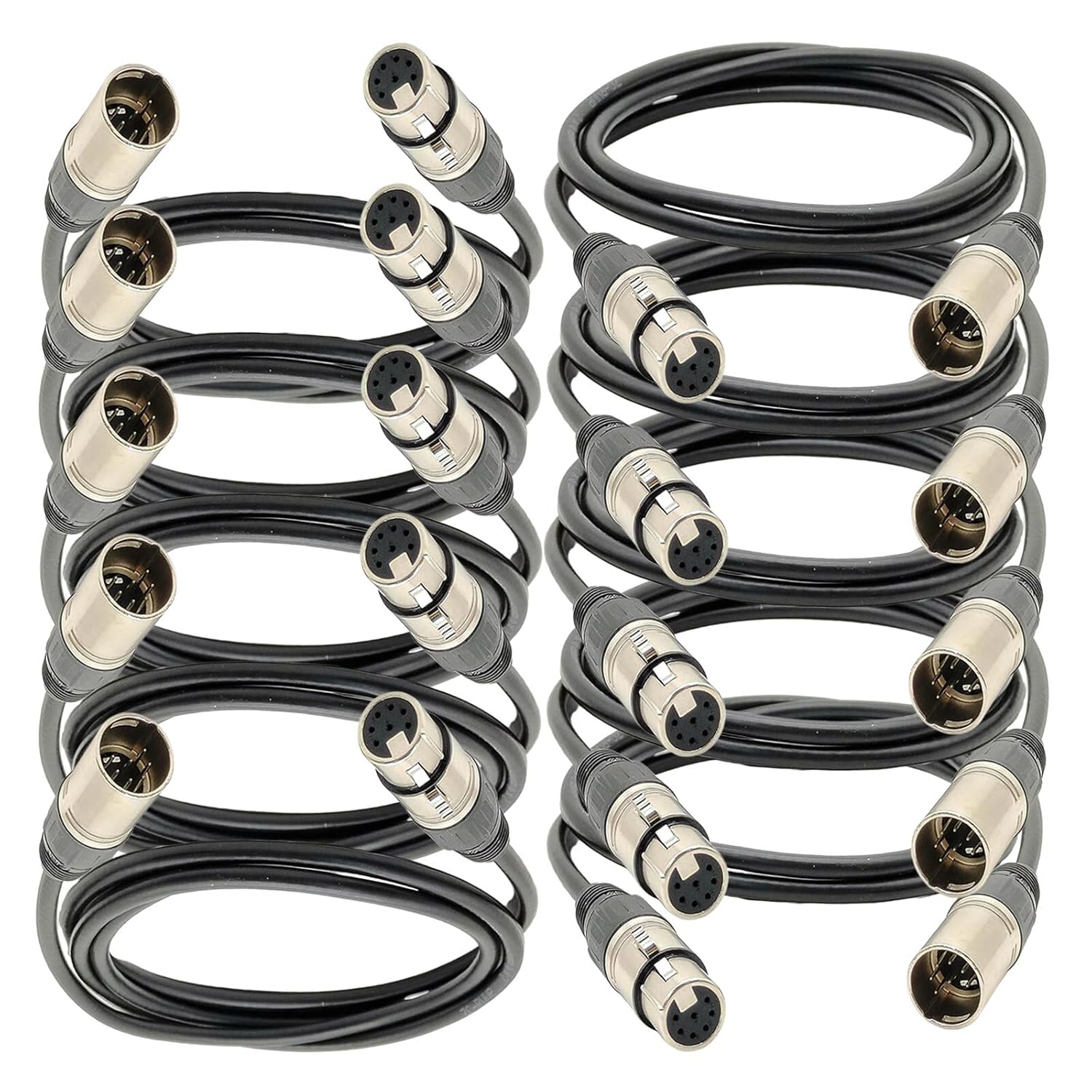 10 Packs 7 Pin XLR Microphone Cable, XLR Connector, Balanced Male to Female Mic Audio Cable for Microphone and Audio Interface(3 Meter/10Ft)