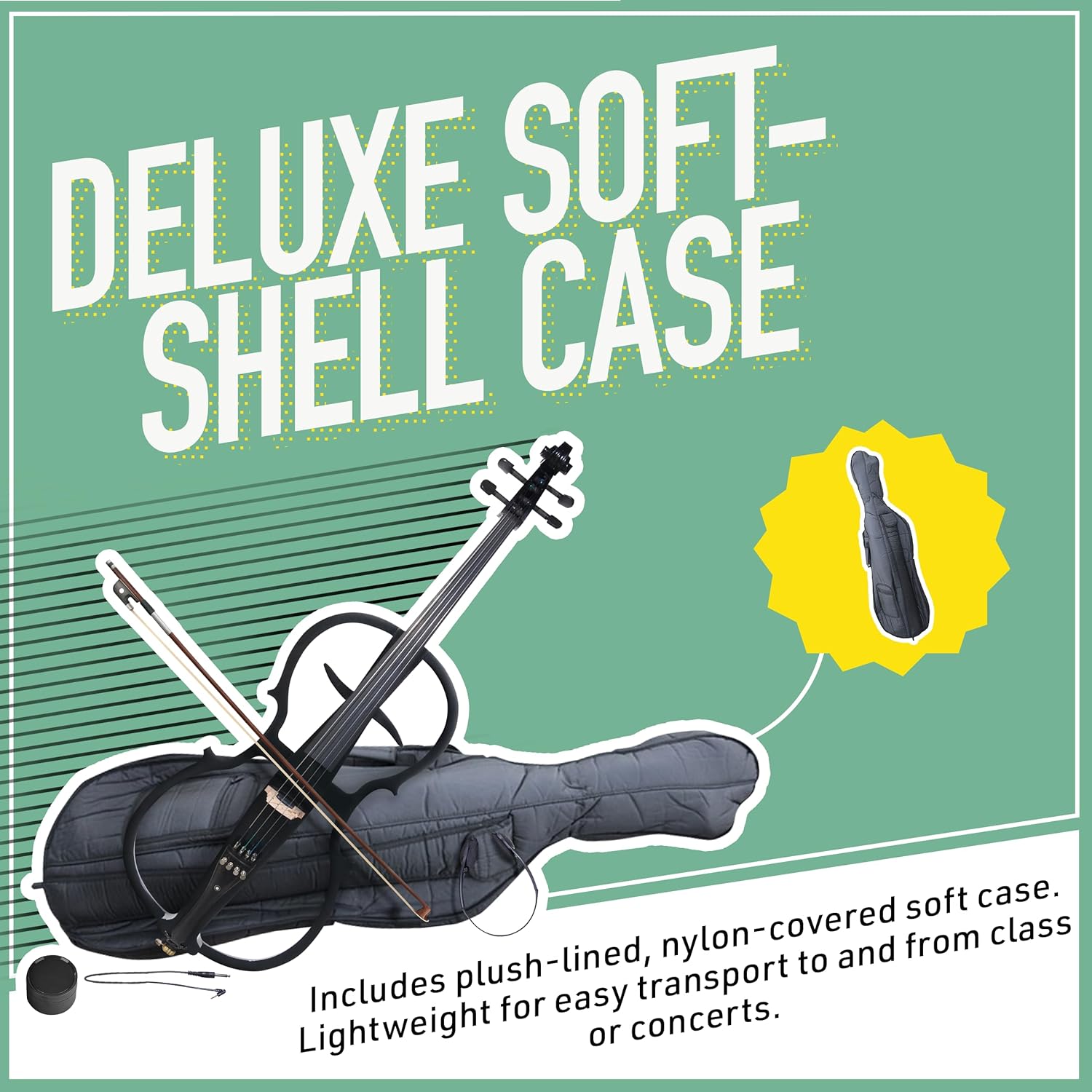 Cecilio 4/4 Electric Cello with Ebony Fittings, Professional Silent Electric Cello Kit with Bow, Rosin, Aux Cable and Headphone, Musical Instrument for Beginners, Black Metallic