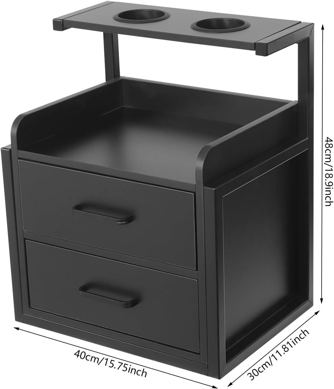 Wall Mount Styling Station Classic Locking 2 Drawers Storage Beauty Salon Equipment 2 Hair Dryer Holes Locking Cabinet for Beauty Salon or SPA, Barber Shop, Home & Bathroom, Black