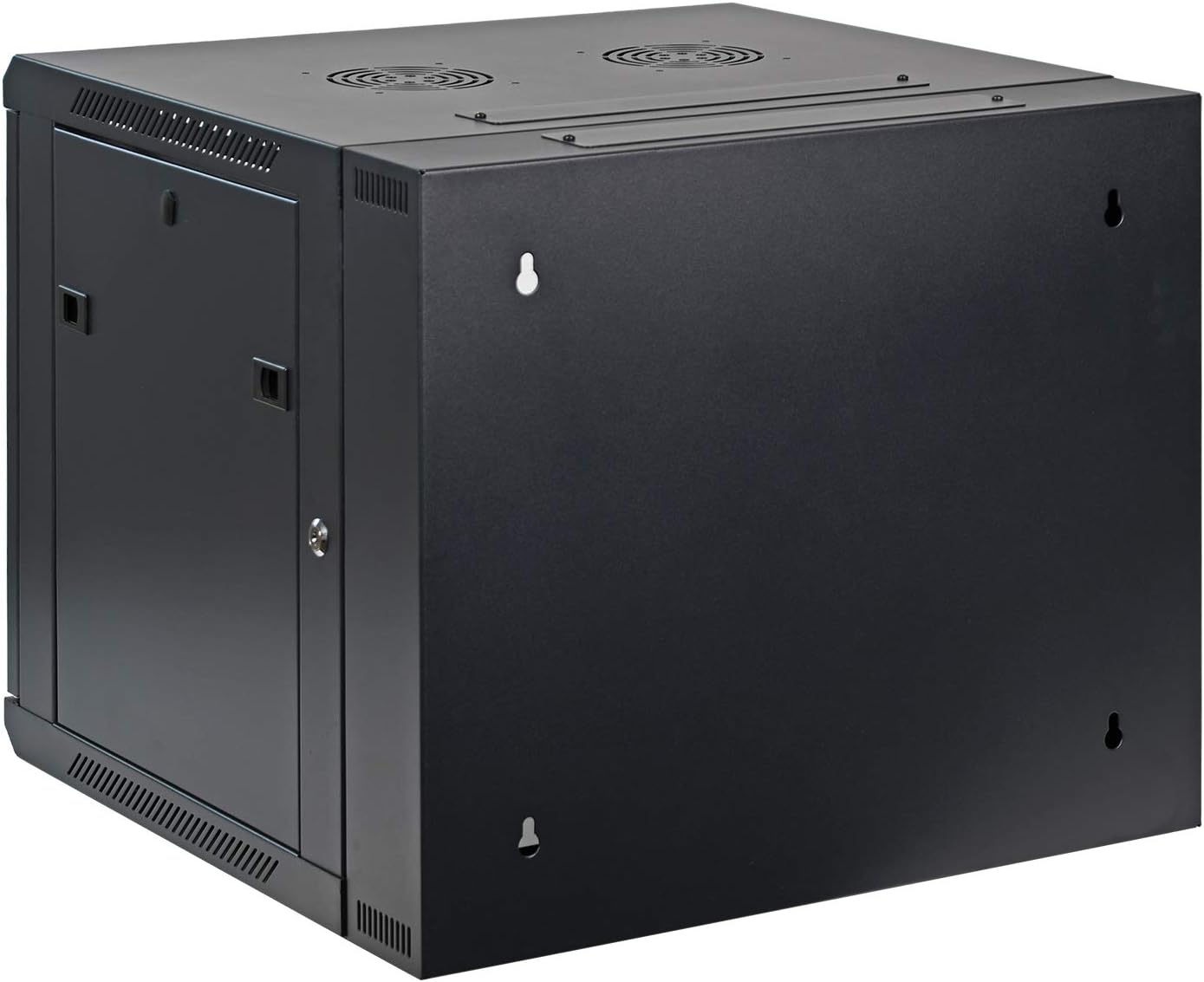 AEONS 9U Professional Wall Mount Server Cabinet Enclosure Double Section Hinged Swing Out 19-Inch Server Network Rack with Locking Glass Door Black (Fully Assembled)