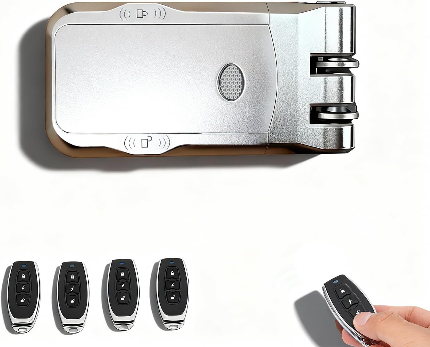 Hidden Door Lock, Remote Door Lock with Keyless Entry, Electronic Deadbolt with 4 Remotes for Anti-Theft Home Security, Easy to Install