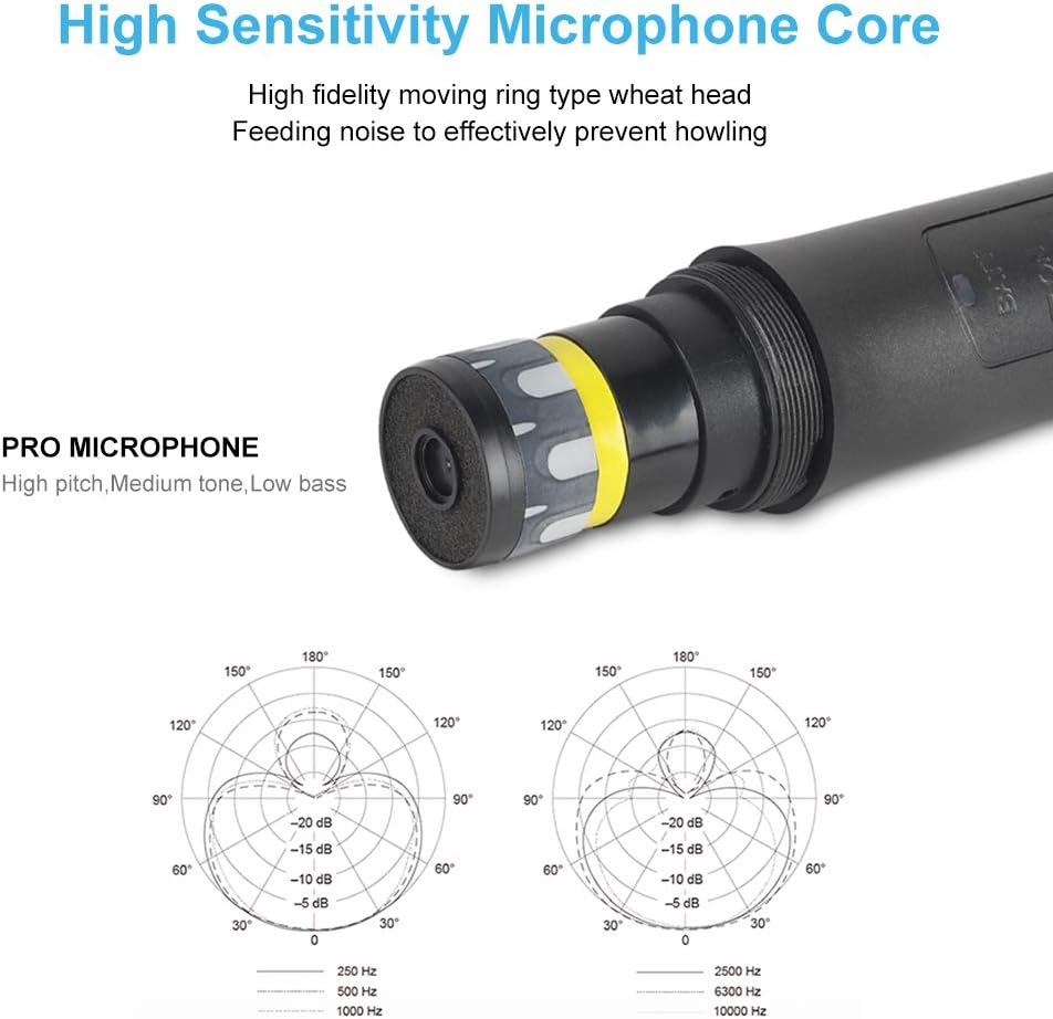 XTUGA S400 Wireless Microphone System, 4-Channel UHF Cordless Mic Set with Four Handheld Mics, Fixed Frequency, Long Range 260ft, Ideal for Church,Karaoke,Weddings, Events