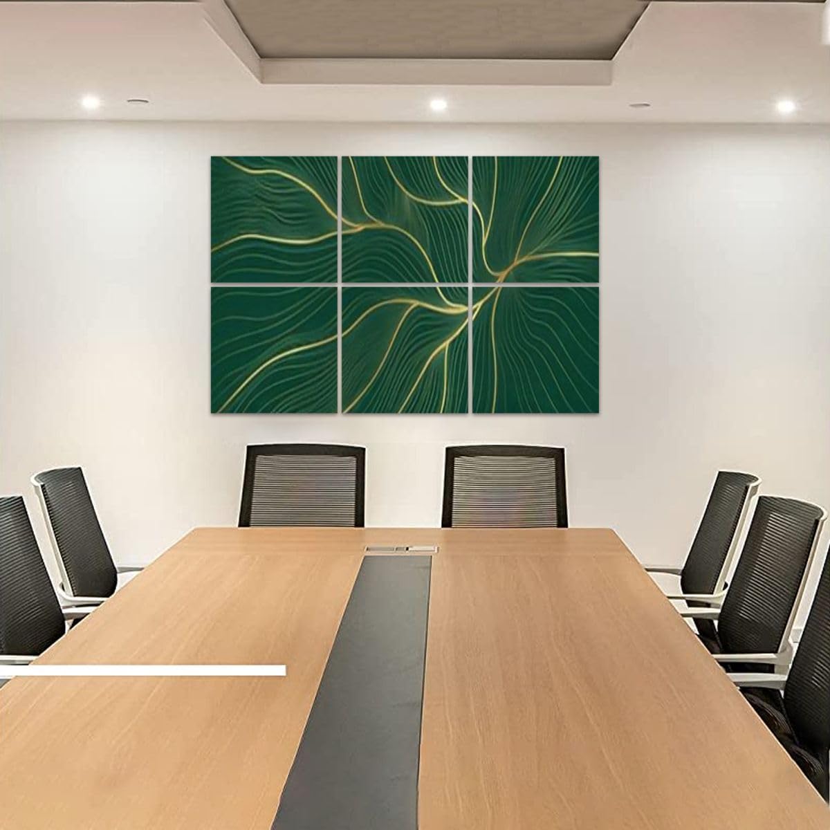 6 Pack Art Acoustic Panels Luxury Golden Emerald Abstract Line Texture Green Emerald Design For Soundproof Wall Panels Padding Decorative Sound Absorbing Panels 72