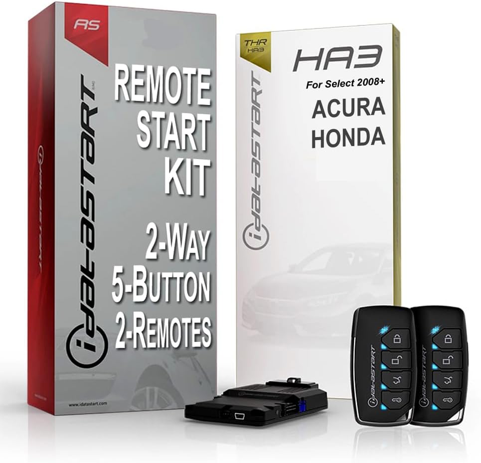 iDataStart Remote Starter KIT for Select Acura/Honda Vehicles 2008+ w/3000ft Range (2-Way, 5-Button, 2-Remotes)