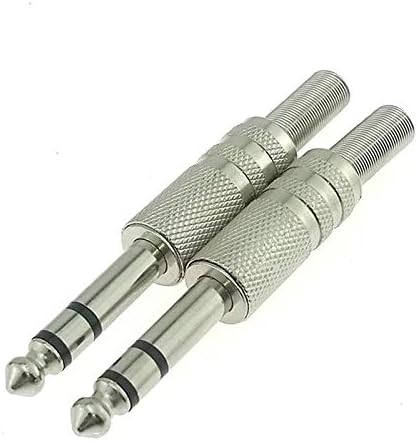 Davitu Electrical Equipments Supplies - 100pcs Jack 6.5mm Audio Wire Connector 6.35mm Power Amplifier Plug Microphone Guitar Adapter Metal TRS