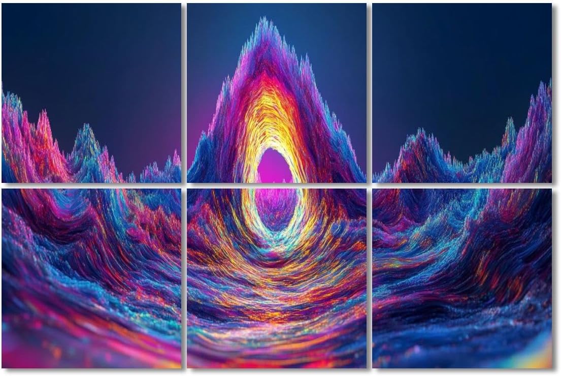 6 Pack Art Acoustic Panels Sound Absorbing Abstract Mountain Nature Peak Light Color Triangles Lines Contrasting Decorative Soundproof Wall Panels Self Adhesive for Recording Studios Office 72