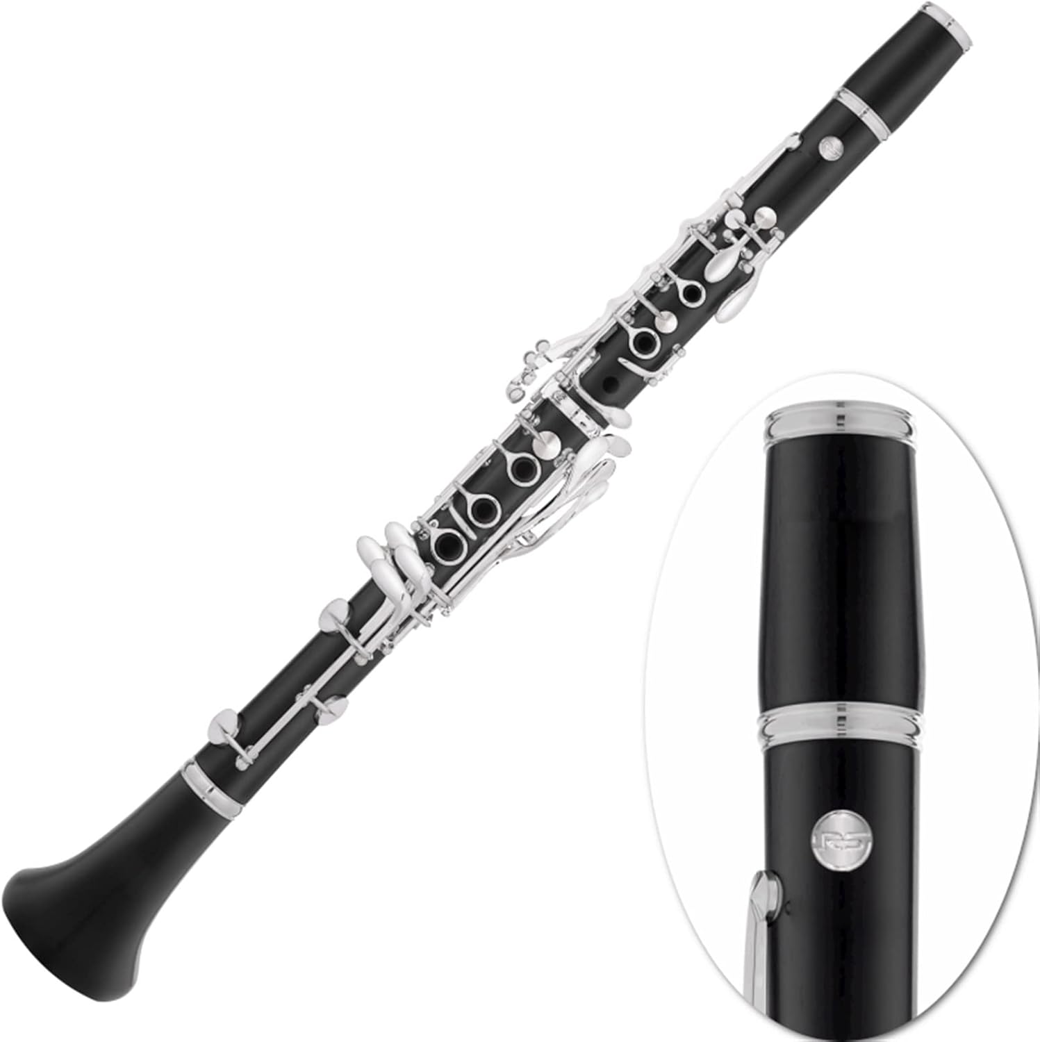 TSTS Professional Ebony Wooden Bb Soprano18 Key Clarinet Silver Plated Keys with Case Woodwind Clarinet for Beginner