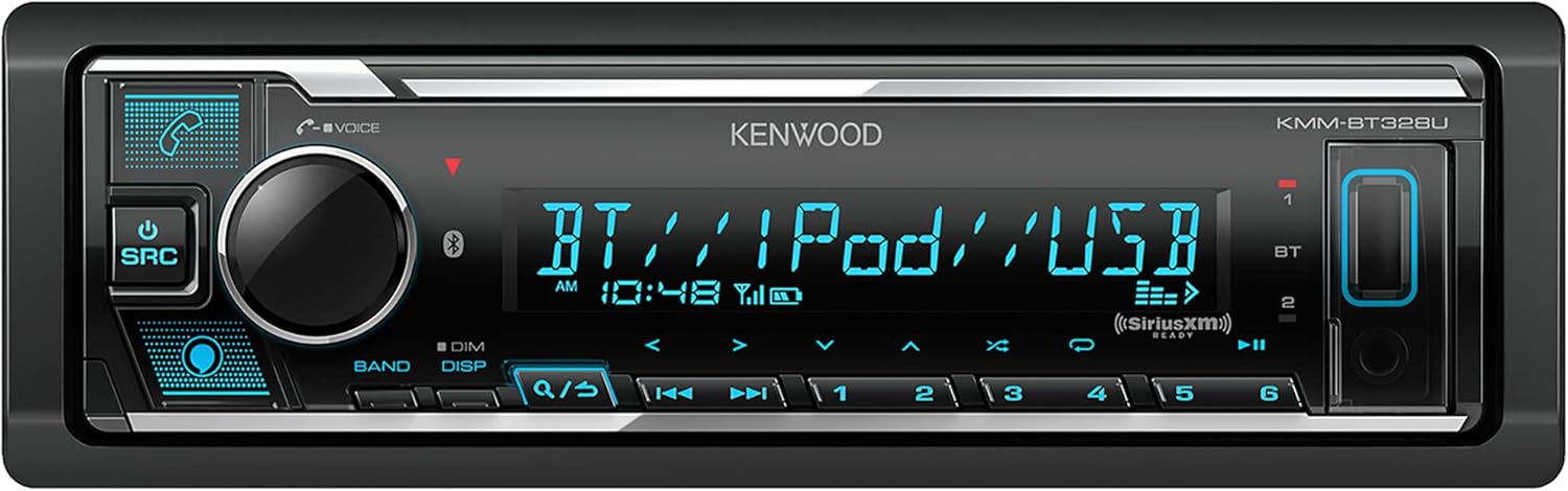 KENWOOD KMM-BT328U Bluetooth Car Stereo with USB Port, AM/FM Radio, MP3 Player, Multi Color LCD, Detachable Face, Built in Amazon Alexa, Compatible with SiriusXM Tuner