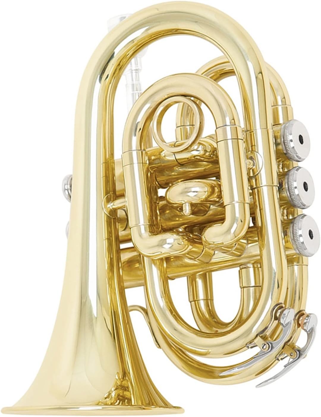 TSTS Mini Pocket Trumpet Bb Flat Brass Wind Instrument with Carrying Case Gloves Mouthpiece Cleaning Cloth Kit Pocket Trumpet Beginners