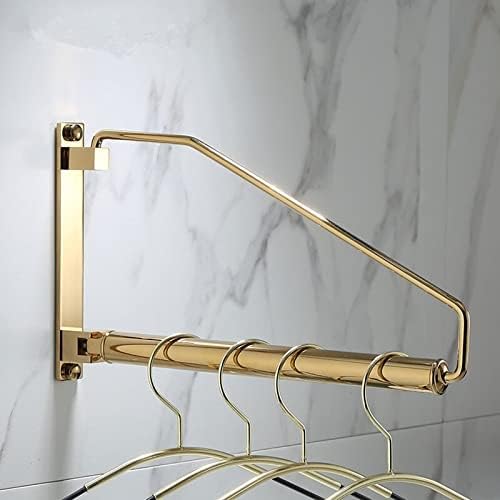 Shower Shelves Wall Clothing Hanger Holder, Brass Gold Clothing Hanger Organizer Rack, Folding Clothes Drying Rack Bathing Accessories (Color : Gold Two pcs)