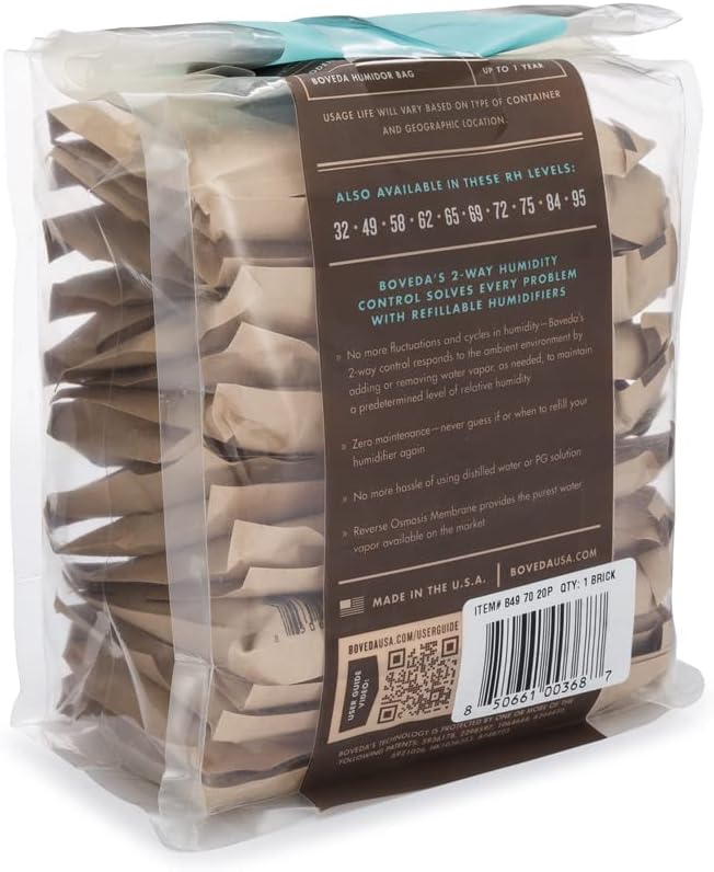 Boveda 49% Two-Way Humidity Control Replacement Packs for Boveda Starter Kits for Music – 20 Pack – Moisture Absorbers for Instrument Cases – Humidifier Packs – Hydration Packets in Resealable Bag