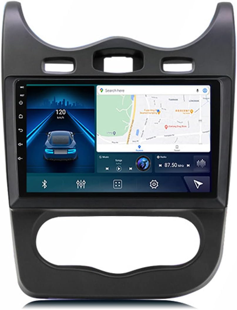 Double Din Car Stereo with Backup Camera 9 Inch Touch Screen Car Audio for Renault Sandero 2013-2014 Car Radio MP5 Media Player Built-in Bluetooth 5.0/Carplay/Android Auto/DSP/FM RDS