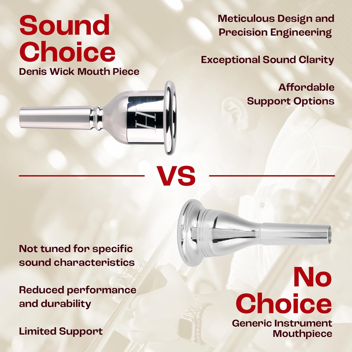 Denis Wick Heritage Tuba Mouthpiece Silver Plated, 2186-1L - Open Backbore for Balanced Airflow and Tone - Large Shank Fitting Tuba Accessories for Effortless Articulation 32.5 x 7.35 x 8.43mm