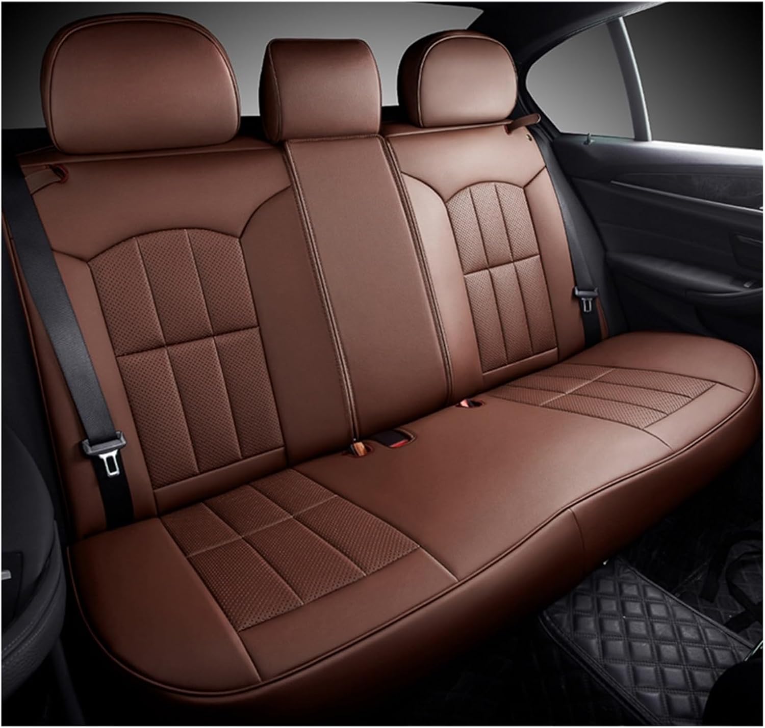 Luxury Leather Car Seat Covers Full Set Compatible for Women MG MG4 Waterproof Custom Interior Accessories (Color : 3 PCS-02)