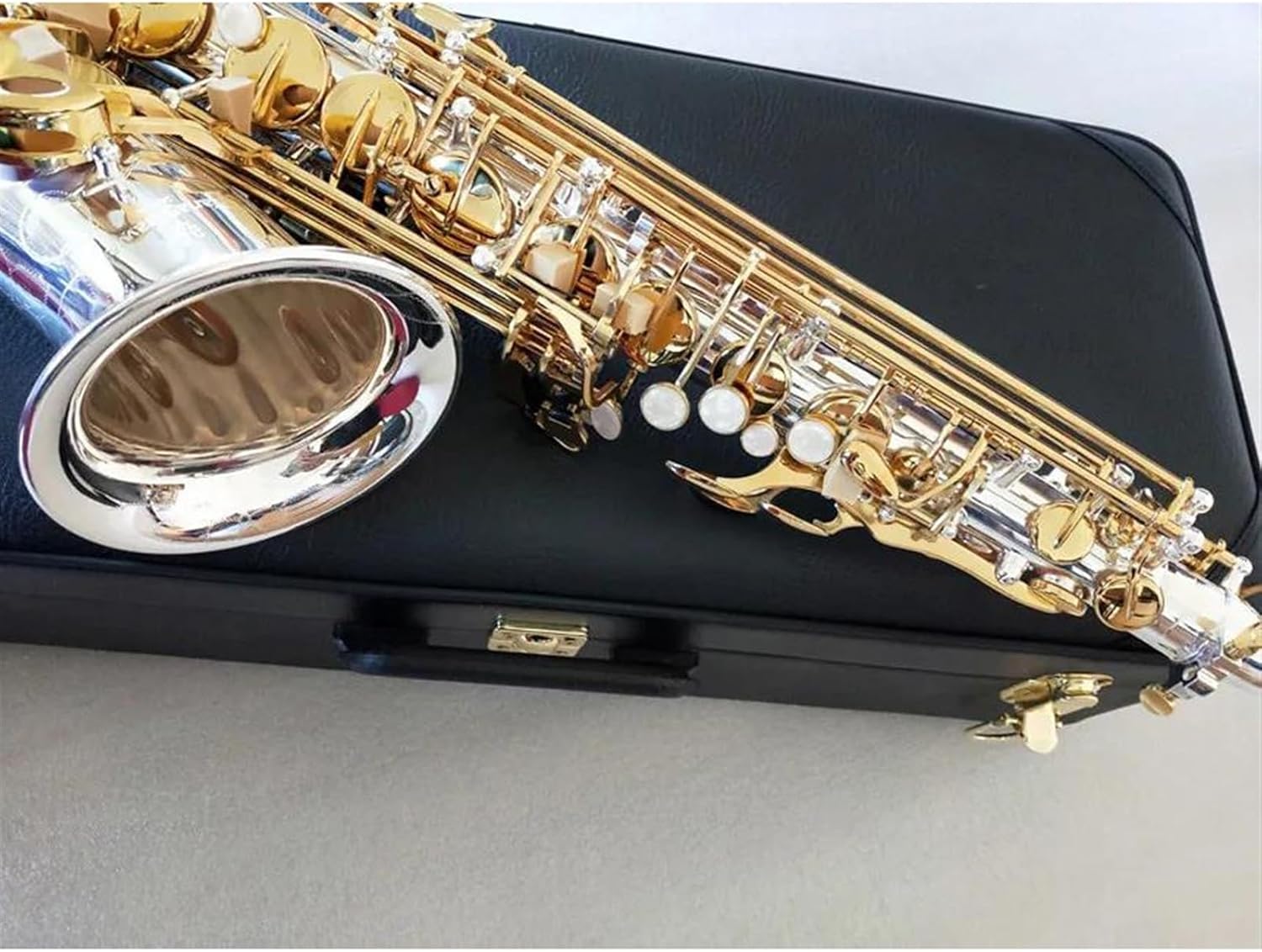 Woodwind Instruments Alto Saxophone Silver Plated Gold Key Professional Sax With Mouthpiece Case