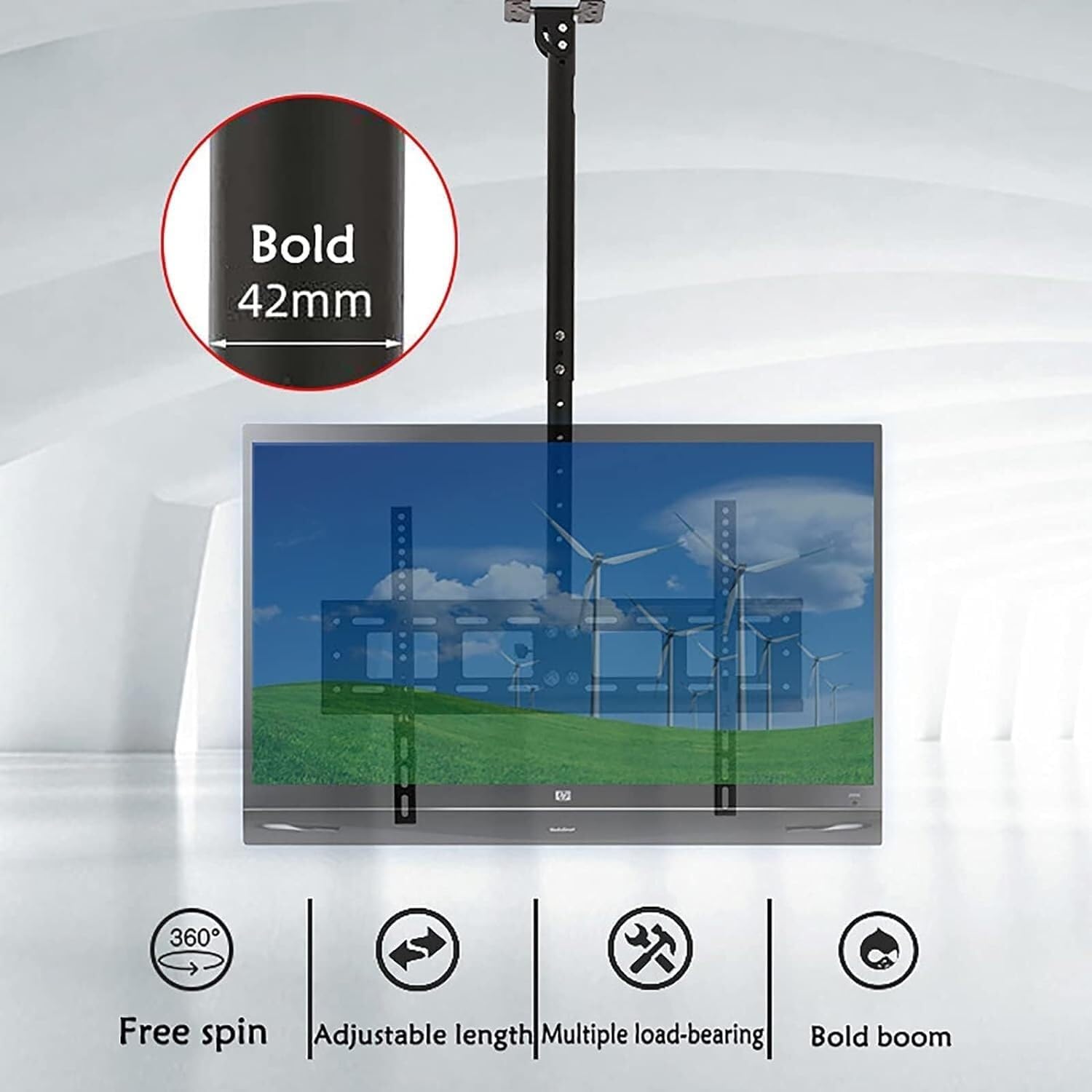 tv Wall Mount' Telescopic TV Bracket TV Wall Mount Ceiling TV Mount Bracket, Full Motion 360 Deg Rotation Tilt Swivel TV Mount, Can 90° Flip Down Folding tv Mount Wall Mount tv Bra