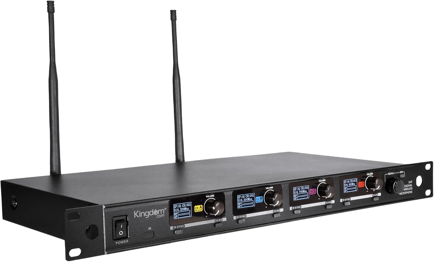 Kingdom Professional Wireless Mic System – 1000 Channel UHF Microphone System Speech with 2 Handheld, 2 Bodypack & Lapels for Speech, Singing, Church, Presentations, Karaoke, DJ, Party, and Classrooms