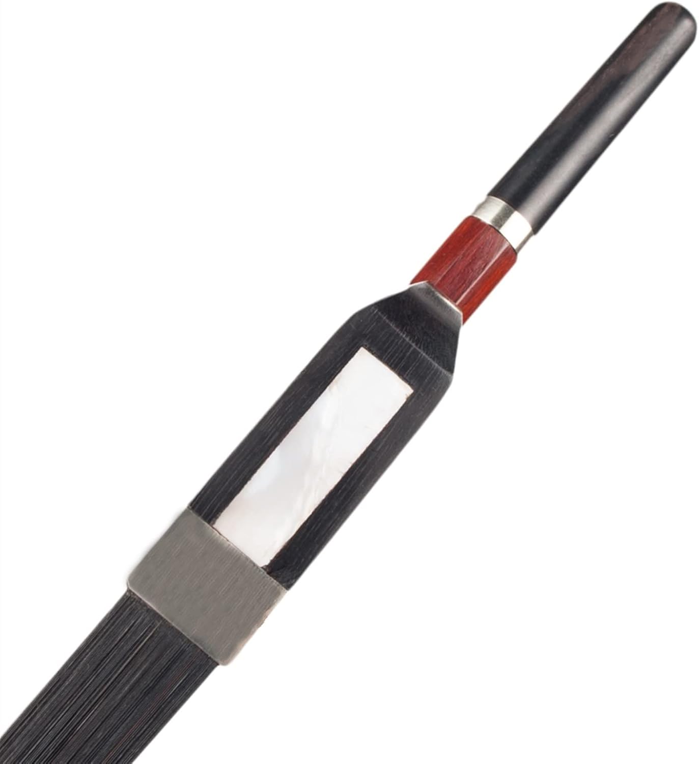 TSTS 4/4 Double Bass Bow Brazilwood Stick Ebony Frog Straight Stick Smooth Surface White Horsehair Full Size Violin Bow