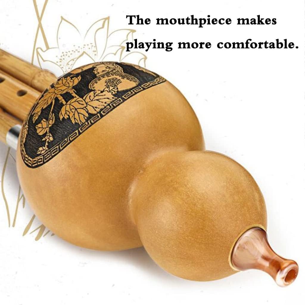 Woodwind Folk Musical Instrument Cucurbit Silk Bamboo Production C Down B Tone Performance Silk, for Elders, People Who Love Music (Brown B Flat)