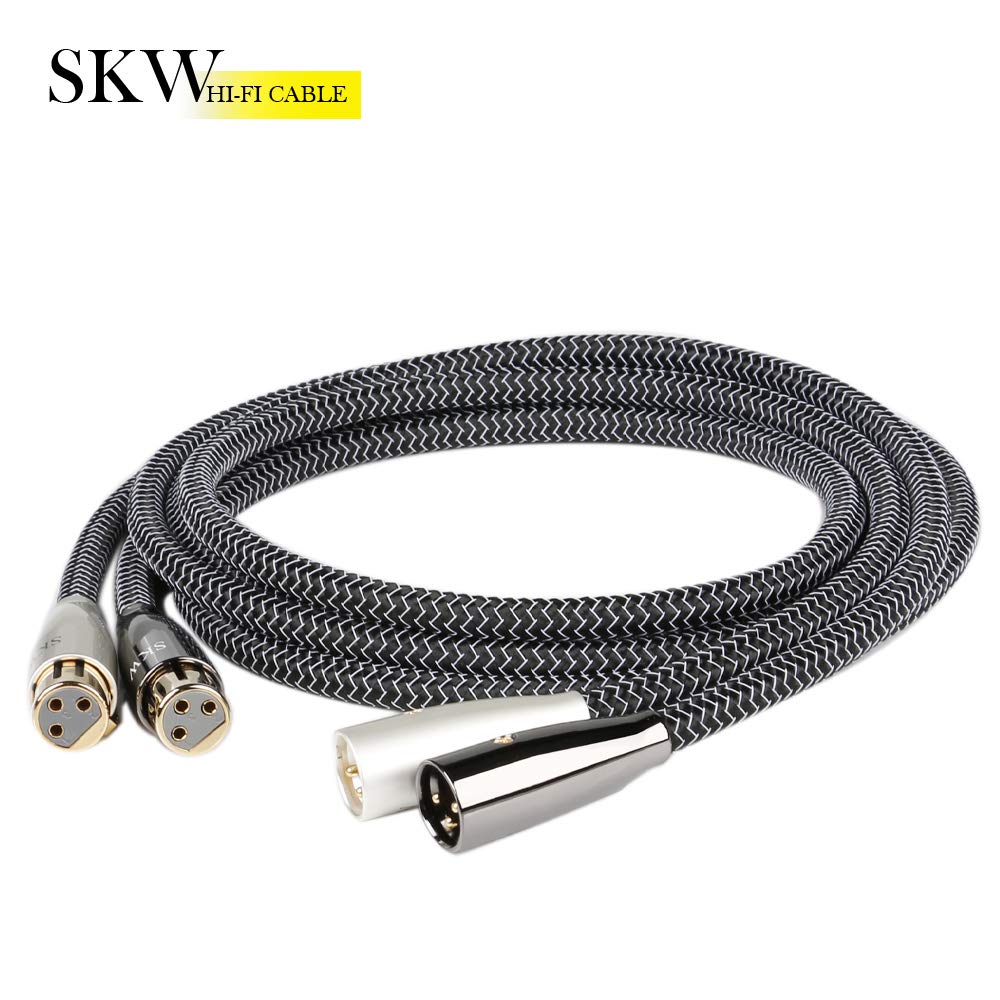 SKW High-End WG Series A Pair Balanced XLR Male to Female 3 PIN Microphone Cable 3.2ft/1M (2 Cables)