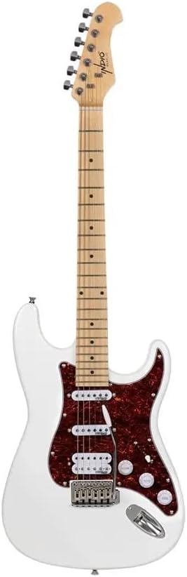 Monoprice 6-String Cali DLX Plus Electric Guitar - Right Handed, Gig Bag, Solid Ash Body, Ivory - Indio Series