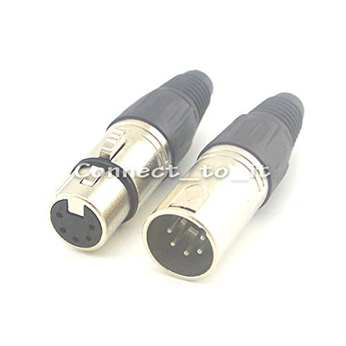 50 Pieces XLR Jack Audio Cable Connector Microphone 5pin Jack Female Adapter + XLR 5pin Male Audio Microphone Connector Adapter
