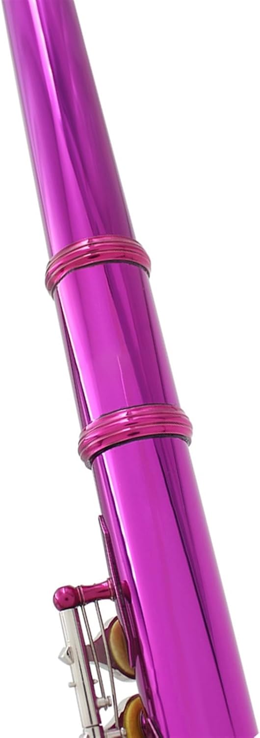 Flute 16 Hole C Flute Silver Plated Flute W/E Woodwind Flutes Musical Instruments (Color : Rose Pink)
