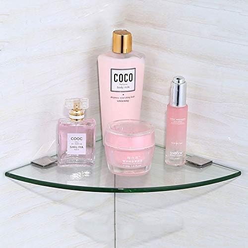 VIDI Shower Shelf, 20cm Clear Triangle Bathroom Glass Drilling Wall Hanging Corner Organizer Storage Shelves