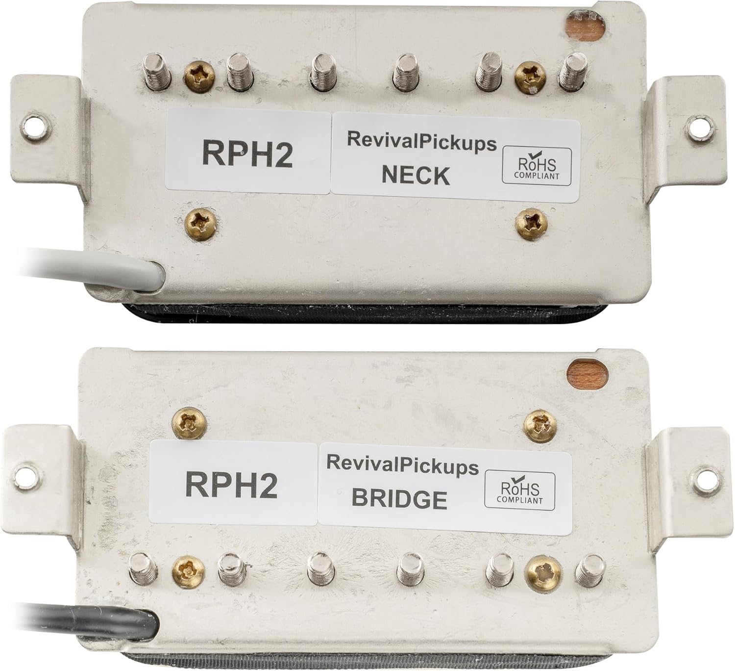 The Revival Pickups RPH2 Hotwired Alnico 5 Uncovered Humbucker Neck Bridge Pickups Set for Electric Guitar, Black