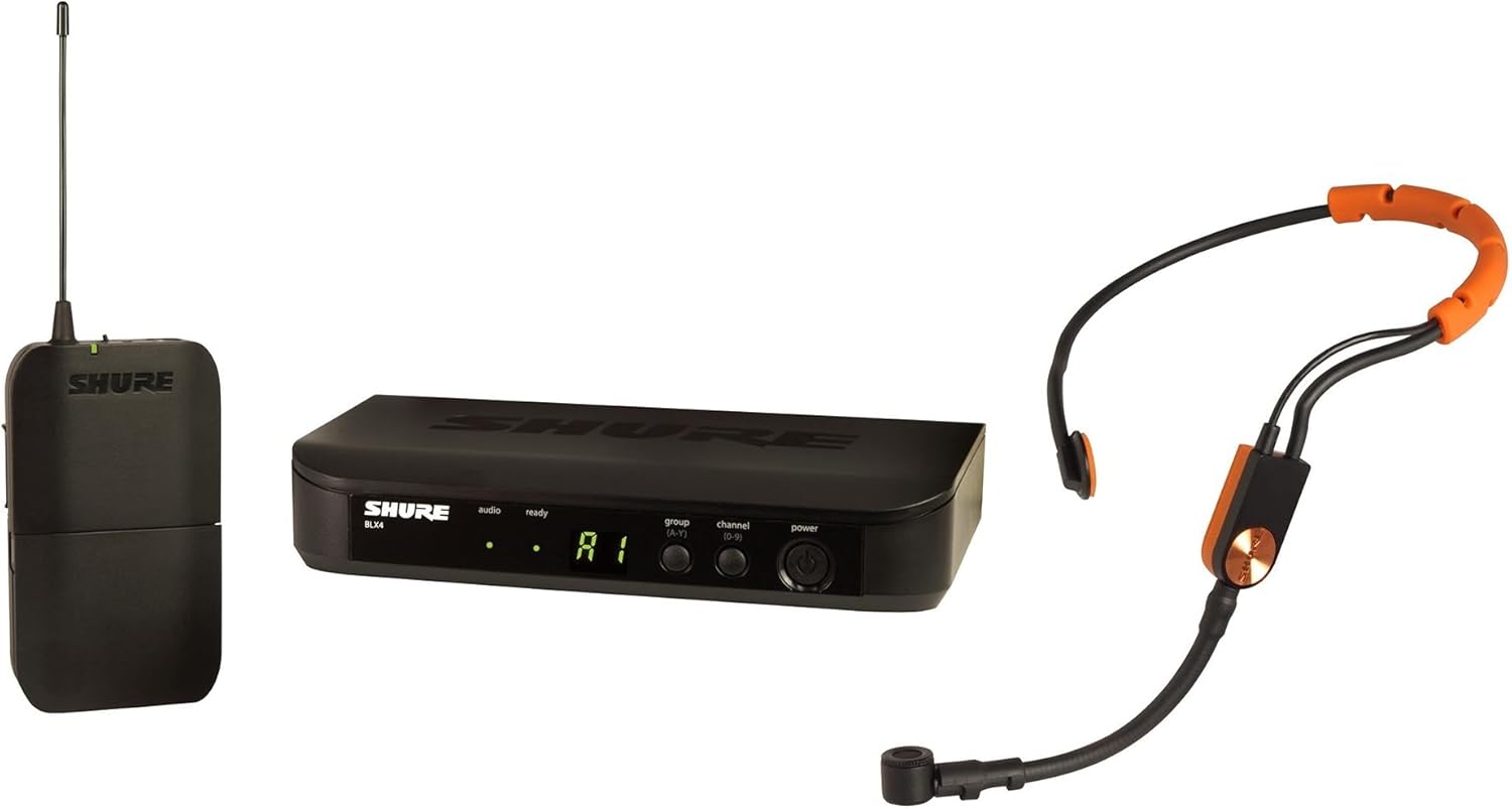 Shure BLX14/SM31 Wireless Microphone System for Fitness and Aerobics - 14-Hour Battery Life, 300 ft Range | Includes SM31FH Fitness Headset Mic, Single Channel Receiver | H11 Band (BLX14/SM31-H11)