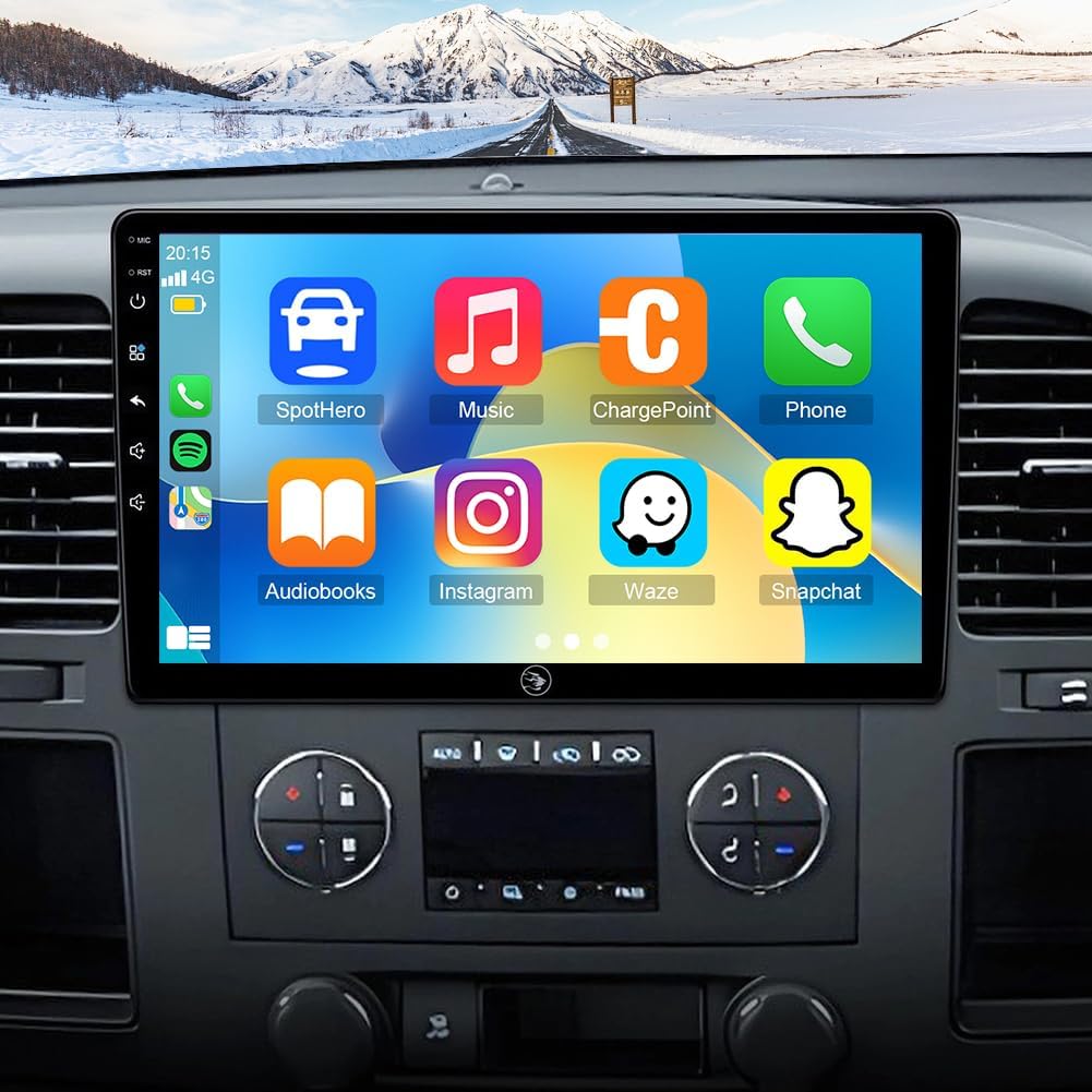 10 Inch IPS Touchscreen Android 15 Car Stereo for Chevrolet Silverado 2500HD 2007 2008 2009 2010 2011 2012 with Wireless CarPlay & Android Auto,Support WiFi 6, Bluetooth 5.4, Backup Camera, SWC