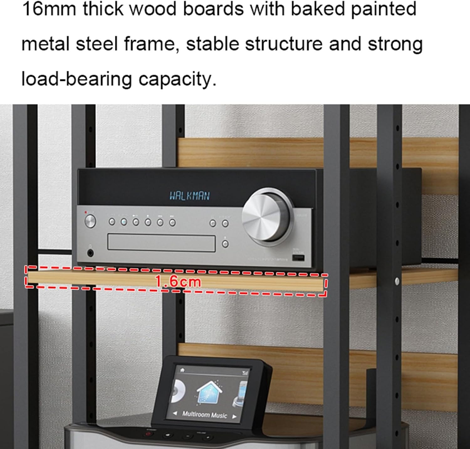 Movable Media Stand 3-Tier AV Media Stand TV Corner Shelf with Storage Drawer, Living Room CD Player Stand Audio Rack Tower (Color : C-1)