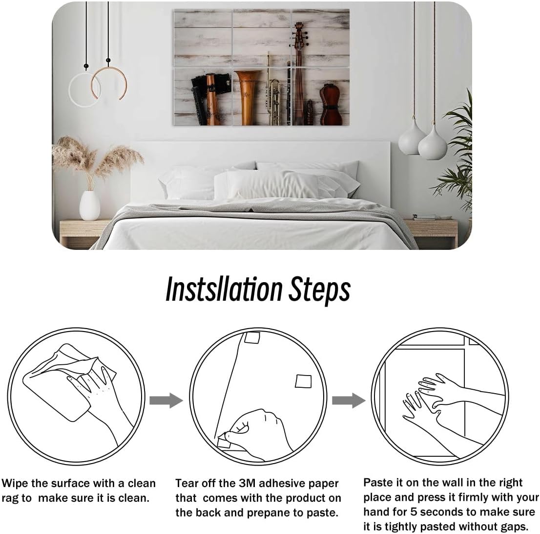 6 Pack Art Acoustic Panels instruments white wooden Sound Absorbing Panel 48