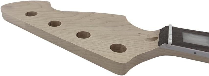 Yinfente Bass Guitar Neck 20fret 34inch Maple Rosewood Fretboard Block Inlay DIY Guitar Block Inlay (Rosewood Fretboard)