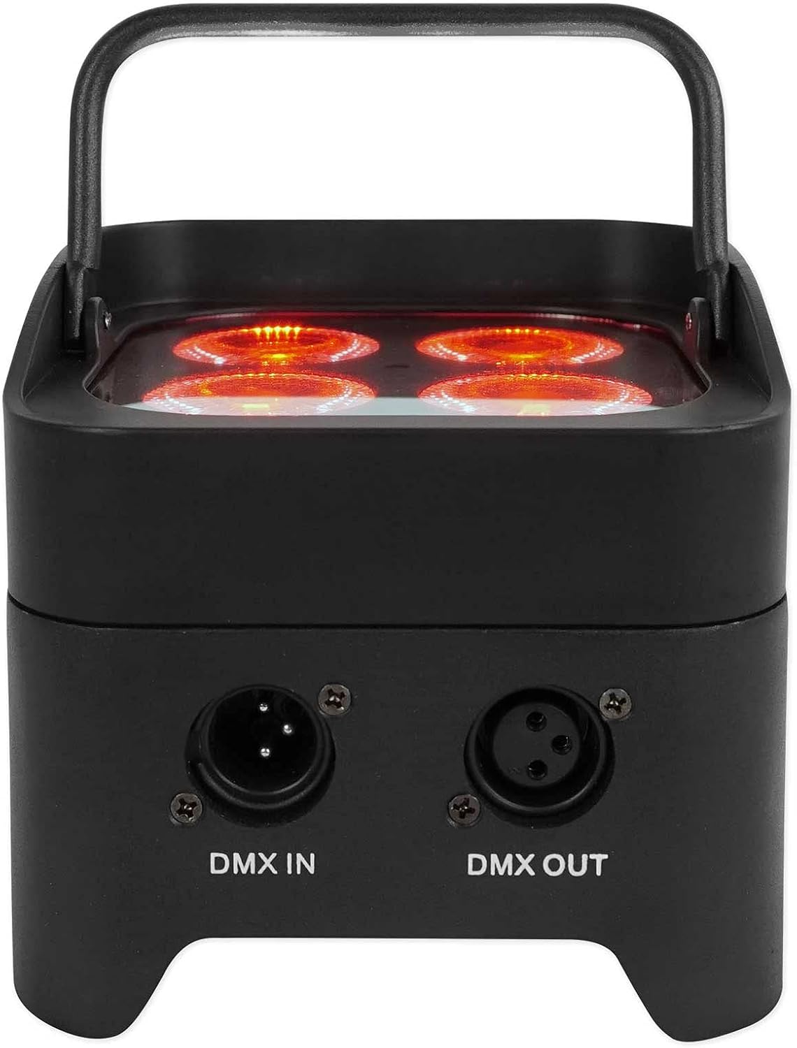 Rockville Best PAR 50 Bundle: (4) Rechargeable Par Can Wash Lights with Wireless DMX RGBWA UV, RLB30 Carry Bag for Slim Par Lighting Accessories, 5-Items