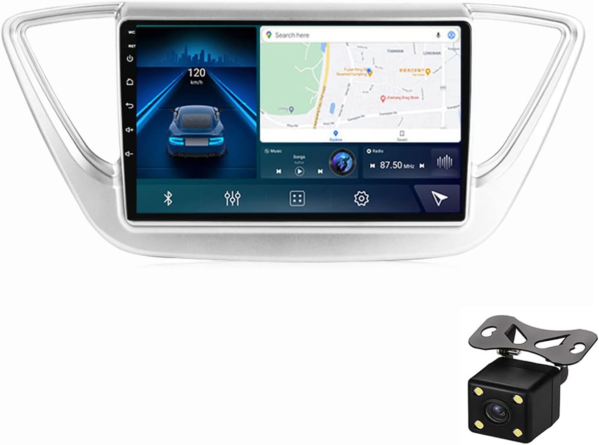 Double Din Car Stereo with Bluetooth, 9 Inch Touchscreen Car Radio for Hyundai Verna 2017-2018 with Backup Camera Support Carplay/DSP/4G/GPS Navigation/SWC/USB