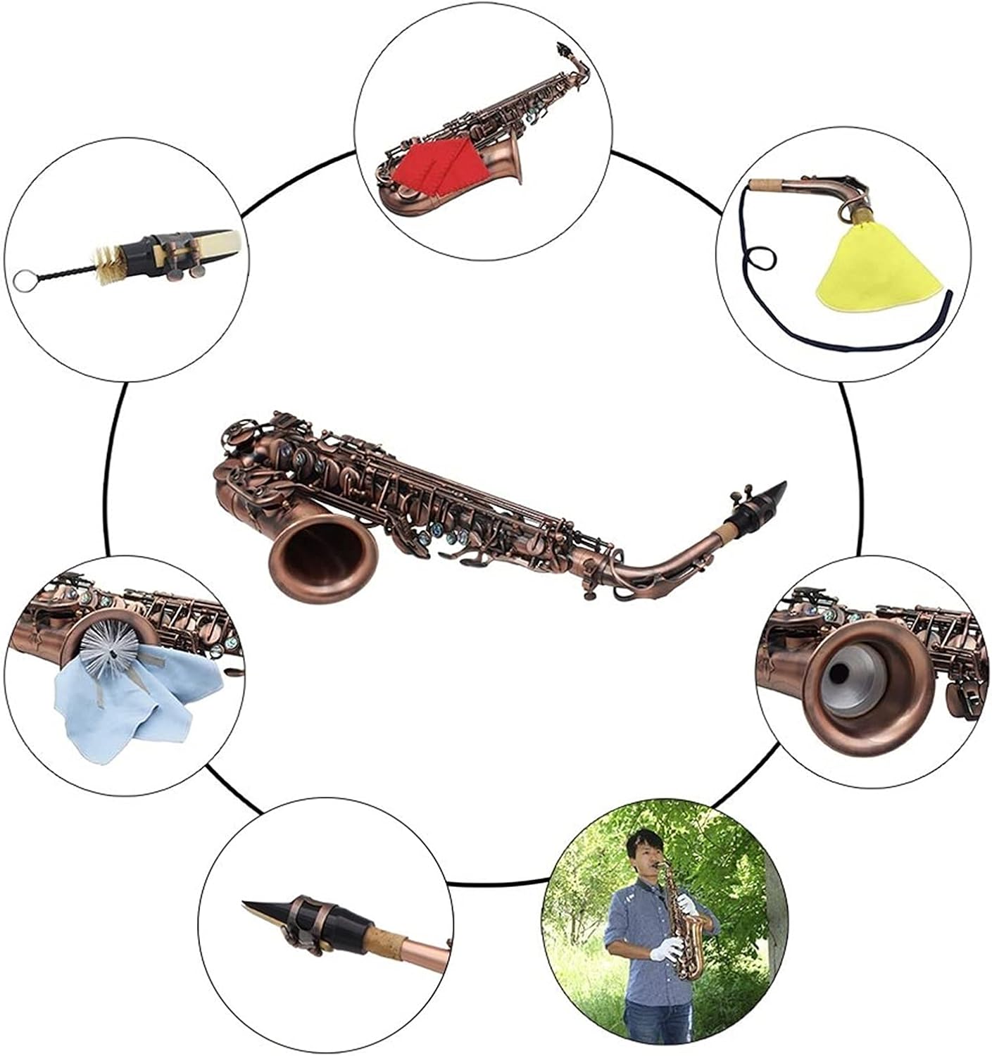 Sax Beginners Kit Professional EB E- Flat Alto Saxophone Sax Red Bronze Bend Abalone Shell Key Carve Pattern with Case Gloves Wind Instrument