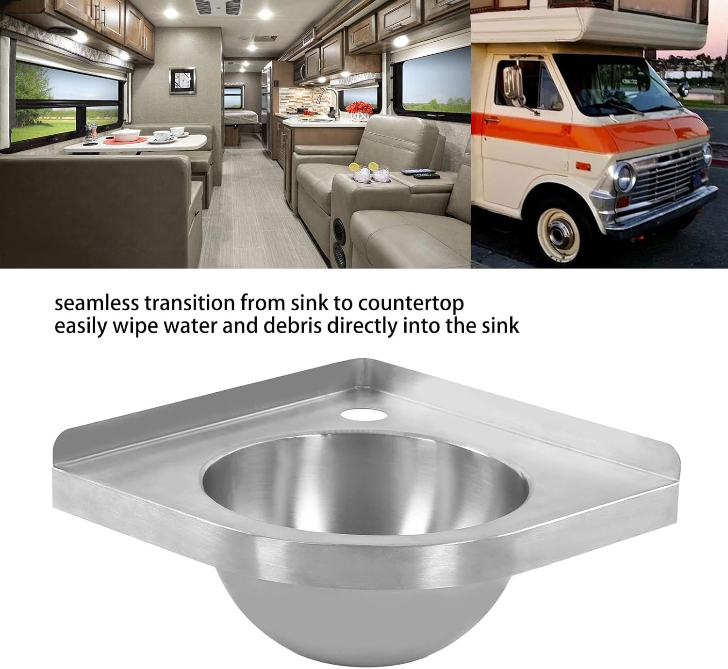 Diydeg Corner Bathroom Sink, Stainless Steel Wall Mount Corner Sink, Single Bowl Small Triangle Basin Sink with 36mm Faucet Mounting Hole for Boat, RV, Kitchen, Bathroom,