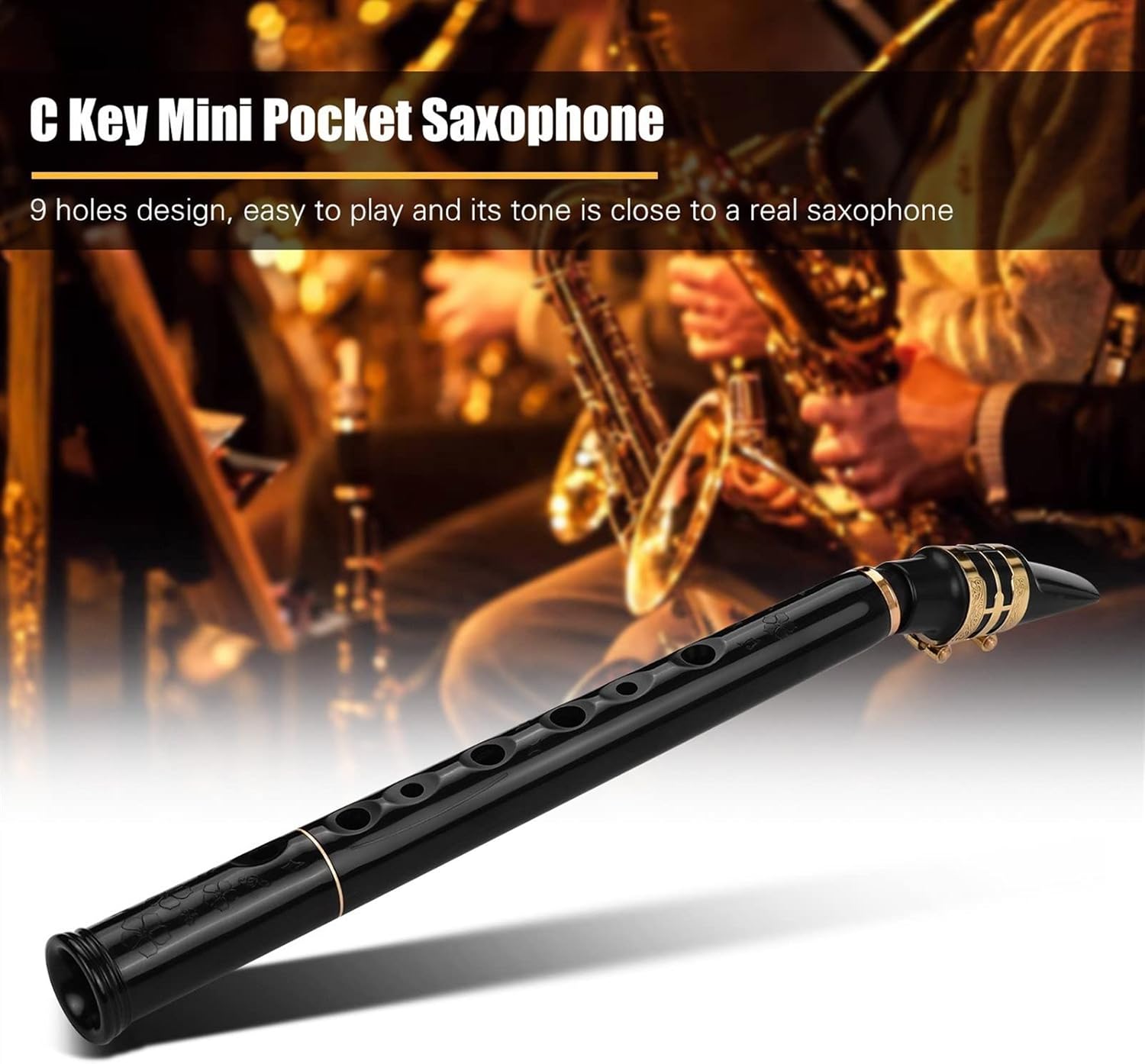 KESHUO C Key Mini Pocket Saxophone Sax ABS Material with Mouthpieces 10pcs Reeds Carrying Bag Woodwind Instrument Brass Sax Beginners Kit